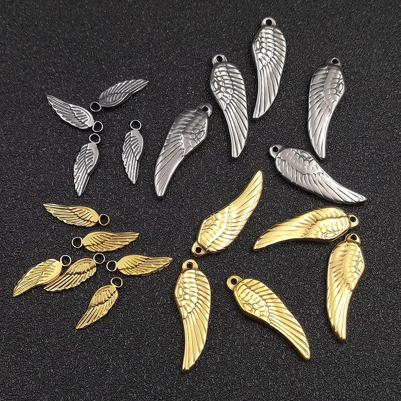 Золотые Крылья ангела Подвески из нержавеющей стали для рукоделия материалы