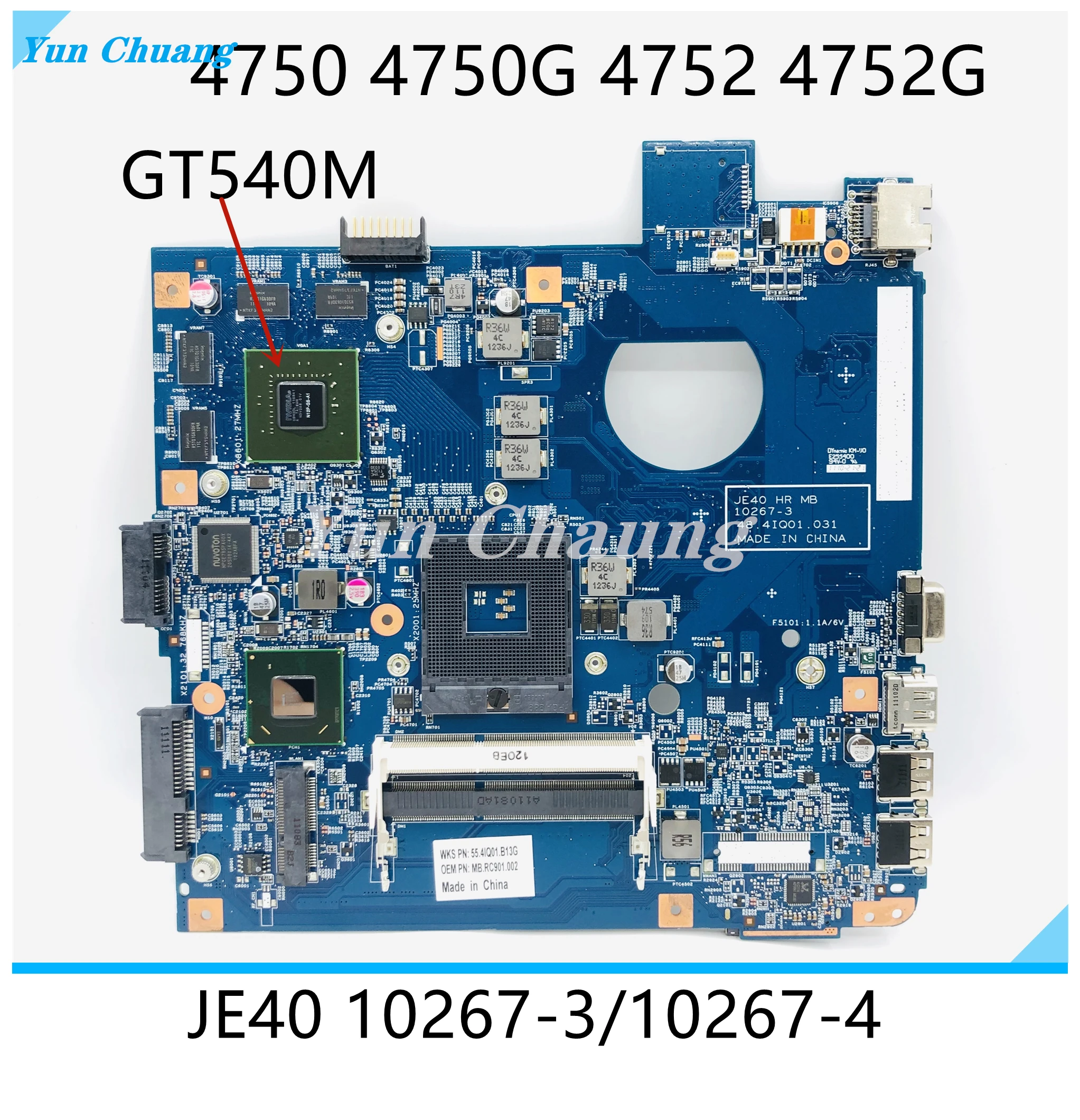 Материнская плата для ноутбука ACER 4750 4752 4755 4352 GT540M JE40 HR MB 10267-3 10267-4 48.41Q01.031 PGA989 HM65 DDR3