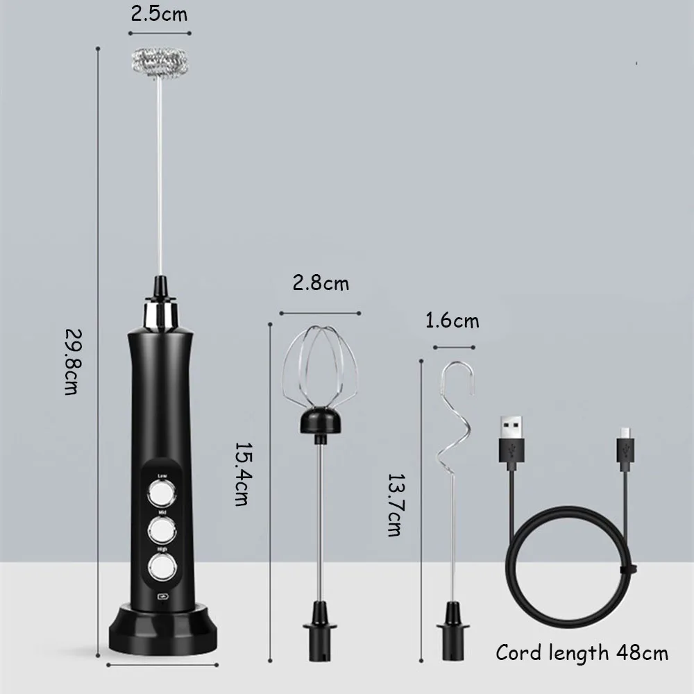 

New Electric Mixer Blender Milk Frother Handheld With USB Charger Dock Stainless Bubble Maker Whisk For Coffee Cappuccino