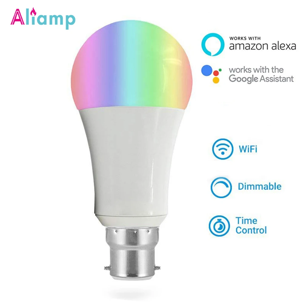WiFi умный светодиодный светильник лампа B22 цветная 11 Вт теплый белый RGB