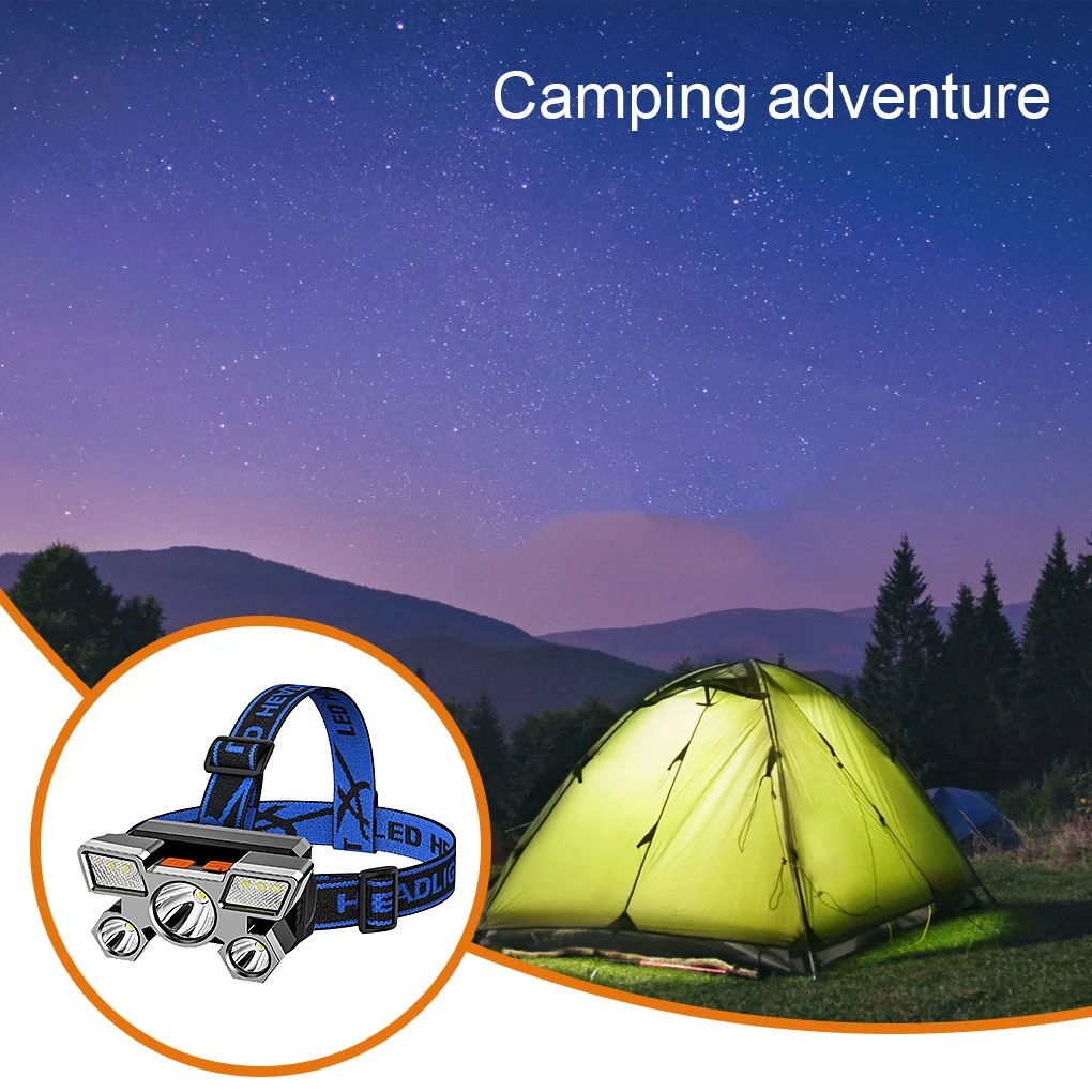 Drop Shipping 5LED With Built-in 18650 Battery USB Rechargeable Portable Flashlight Lantern Headlamp Outdoor Camping Headlight