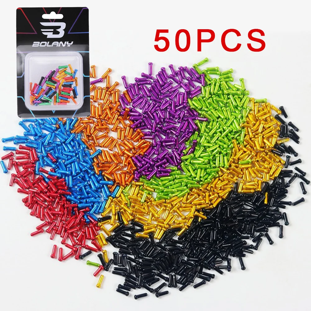

50pcs/ Set Bicycle Brake Wire Tail Cap 6 Colors Aluminum Alloy Bike Brake Cable End Protection Cover Cycling Bike Parts