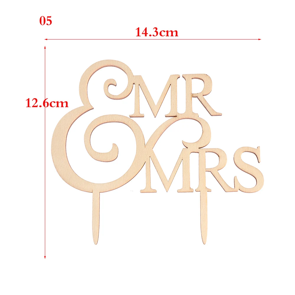 5 "Mr and Mrs" Vintage Rustic Wedding Cake Topper Laser Cut Wood Letters DIY Wedding Cake Decor Favors Supplies Engagement Gifts - Цвет: 5