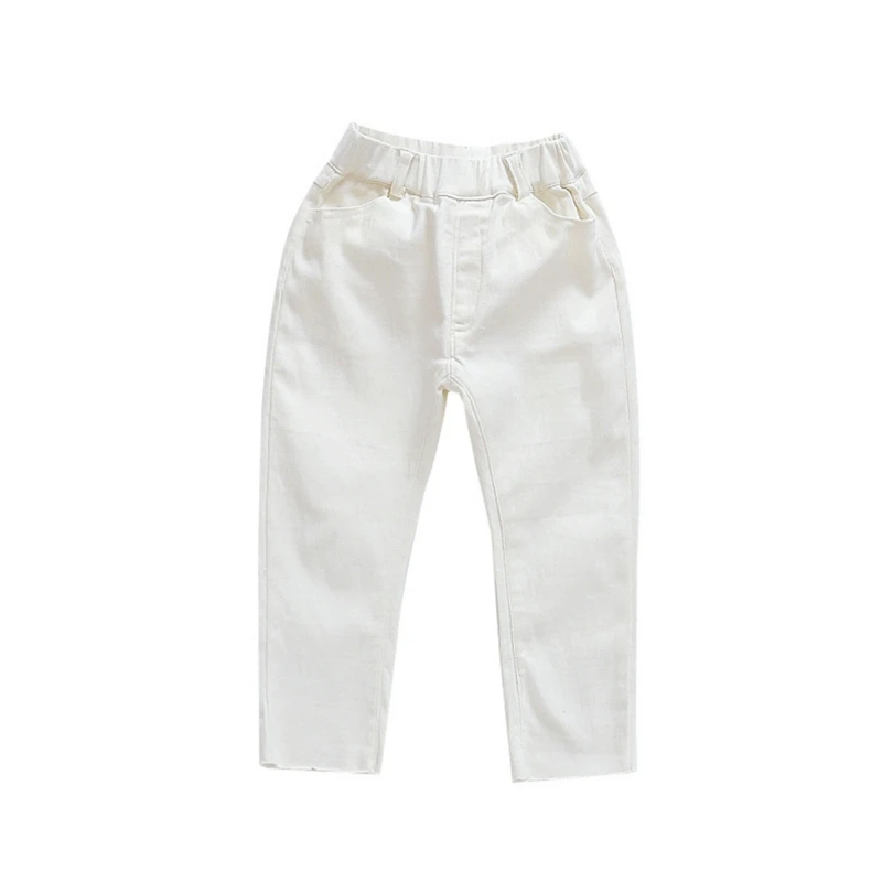 

Baby Pant for Gril Boy Children Boys Girls Jeans Pants Mid-Waist Casual Solid Color White Trousers For Kids