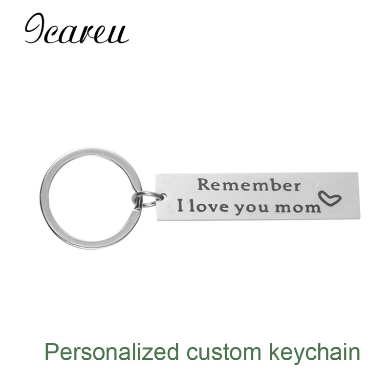 

Fashion Customized Keychain Stainless Steel Keyring custom photo and letter Keychain For Mom Gift I Love you Mom