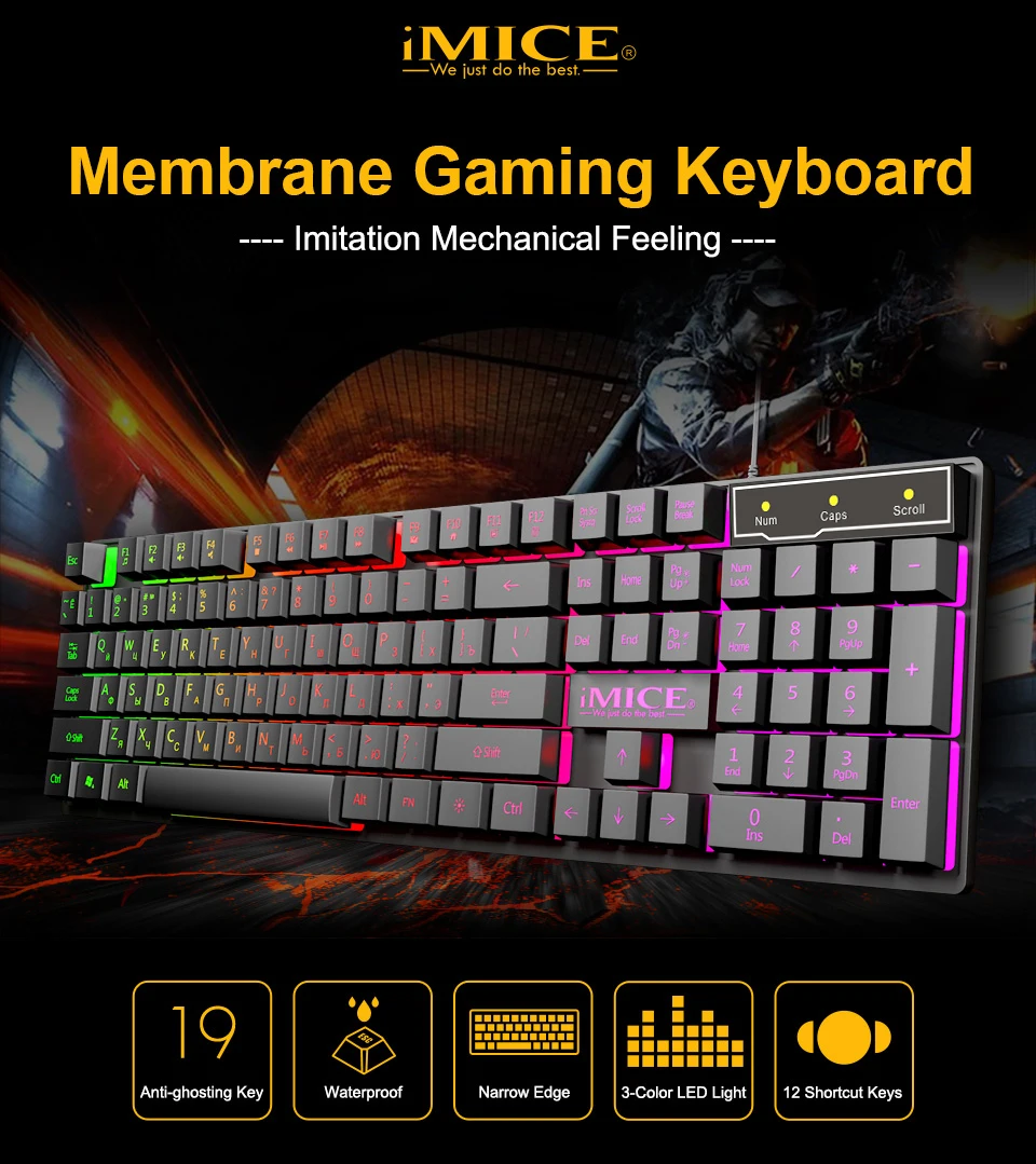 Игровая мышь Проводная игровая клавиатура 104 колпачки русские с подсветкой 5500 dpi Бесшумная мышь геймерская эргономичная мышь для ПК ноутбука