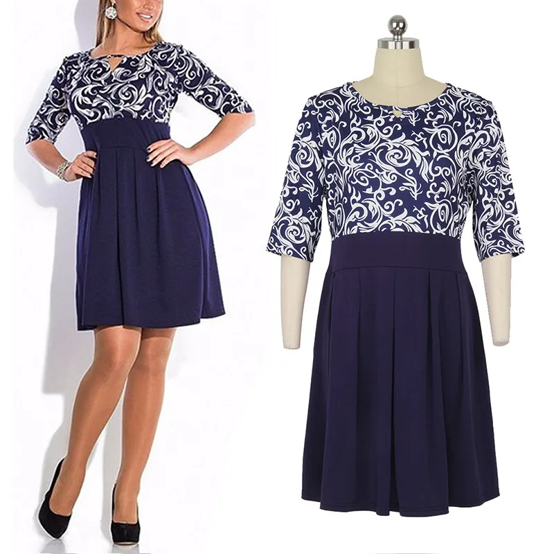 2020 женское модное коктейльное платье с круглым вырезом и принтом Клубная одежда