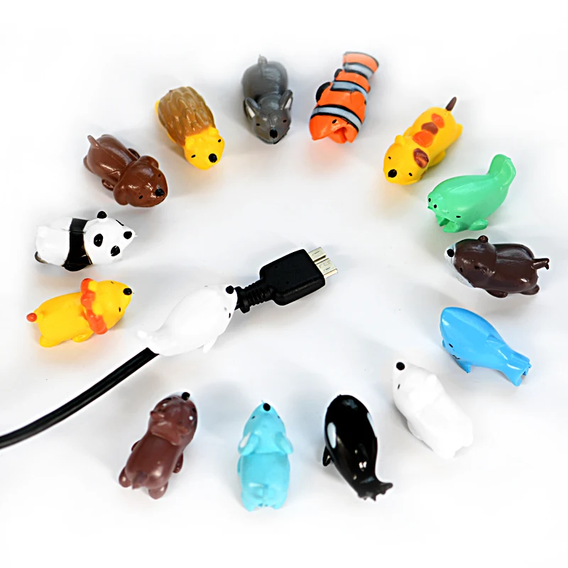 Защита от укусов USB кабеля милый мультяшный чехол с животными защитный для Iphone