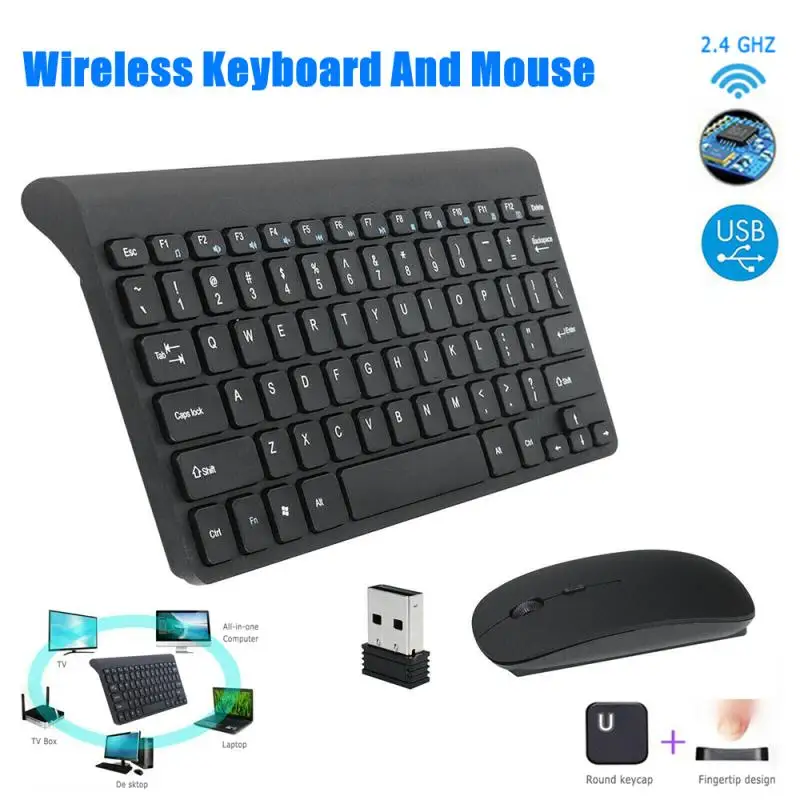 

Беспроводная клавиатура и мышь 2,4 ГГц, Беспроводная портативная ультратонкая клавиатура и мышь для ПК, ноутбука, планшета