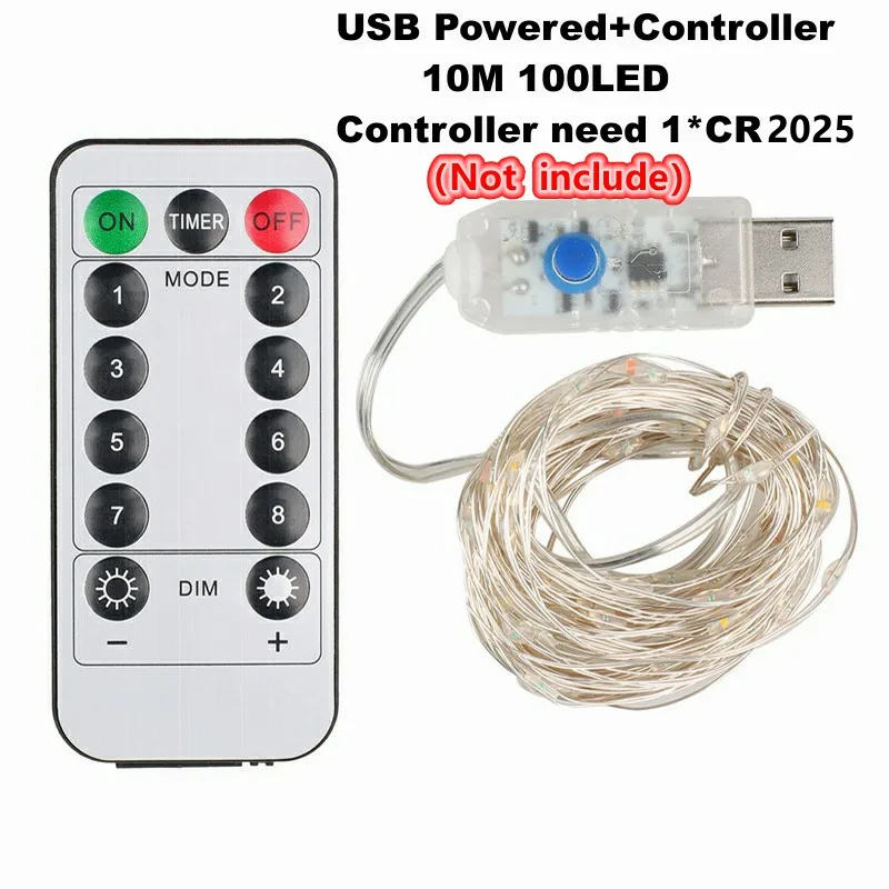 10M-USB-8Modes 1 м 2 м 3 м 5 м 10 М медный провод светодиодный гирлянды праздничное освещение сказочная гирлянда для рождественской елки Свадебная вечеринка внутреннее украшение - Испускаемый цвет: 10M-USB-8Modes