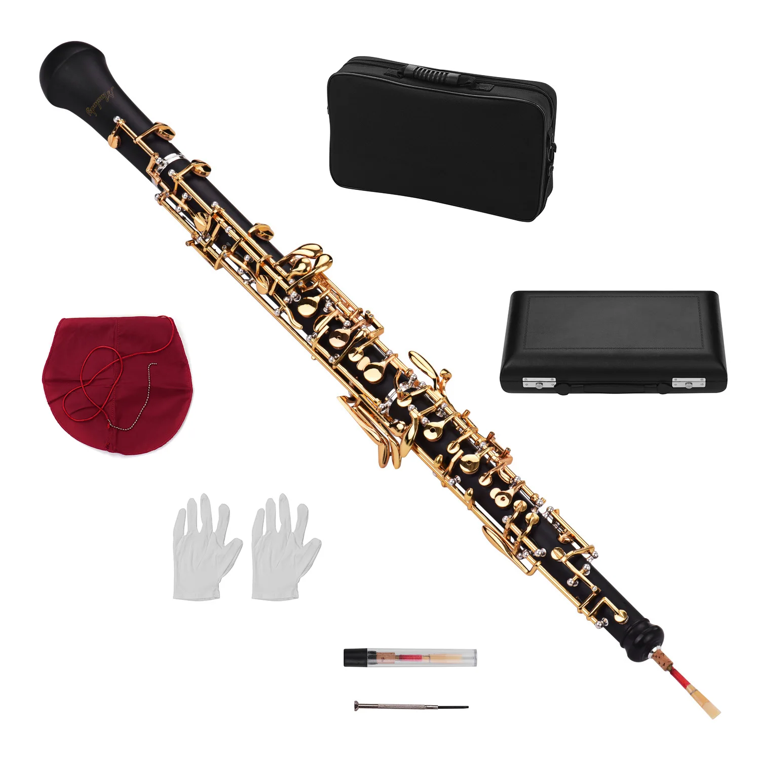 Muslady Профессиональный oboe C Ключ полуавтоматический стиль посеребренные ключи деревянный духовой инструмент с гобо Рид перчатки кожаный чехол