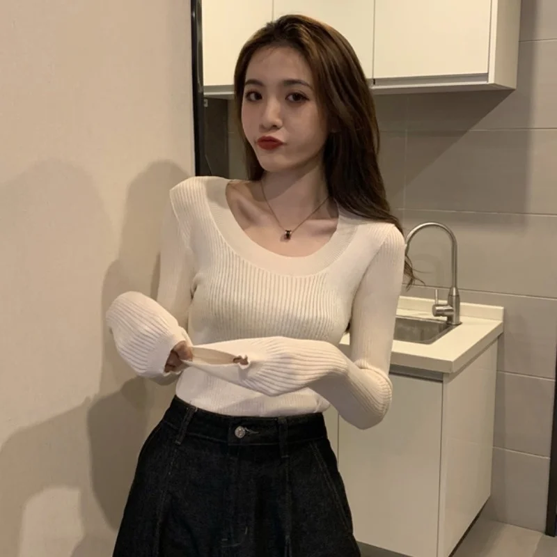 

Свитер женский осенний трикотажный, теплый, однотонный