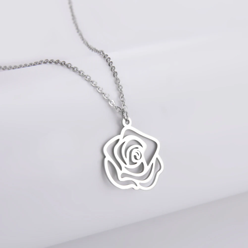 Fishook Небольшое модное ожерелье с цветком розы романтическая любовь