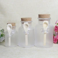 100g 200g 300g matte plastic bath salt jars abs round bottle containers with cork stoppers spoon jars mask cream frosted jars