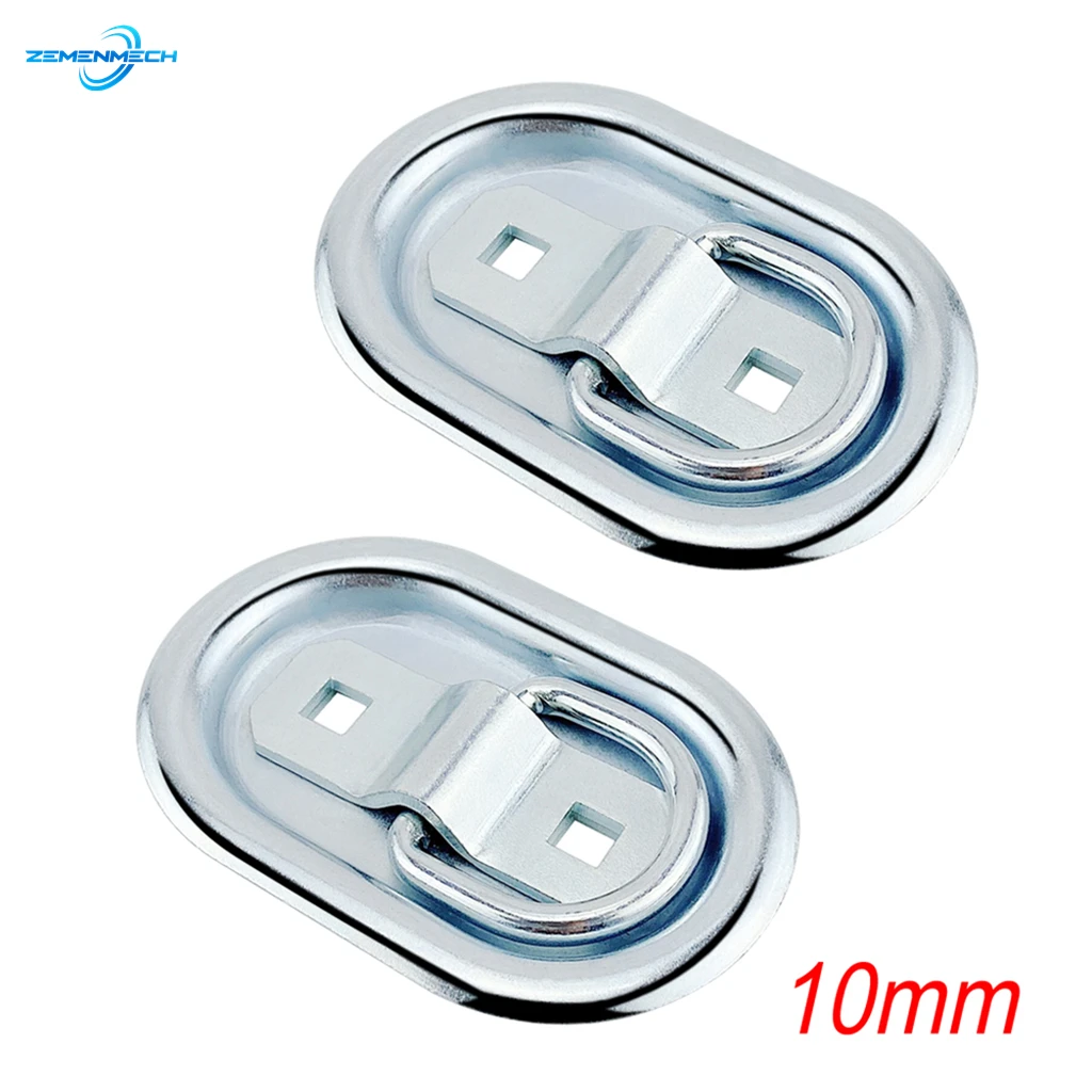 

2X Tie Down Lashing D Ring Strap Rope Deck Point Anchor Folding Pad Eye for Trailers Van Boat RV Camper Caravan 10mm Solid Steel