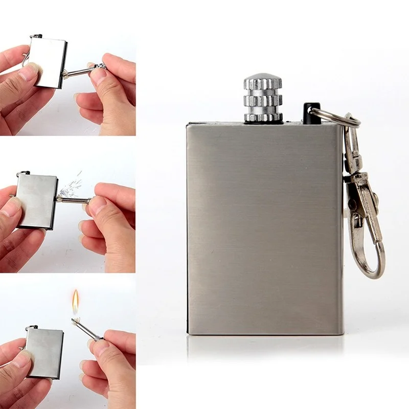 

Strange New Match Square Stainless Steel Shell Metal Waterproof Lighter Men's Gadget Outdoor Cool Square Kerosene Lighters