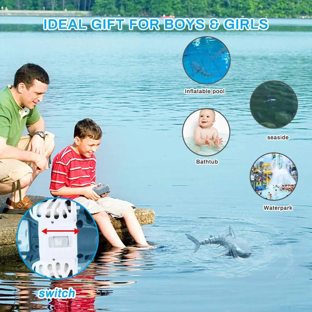 Mini RC Water Toy Simulated Shark Fish Toy for Kids Underwater Shark Swim Remote Control Toy Shark Water Game Boat Toys images - 6
