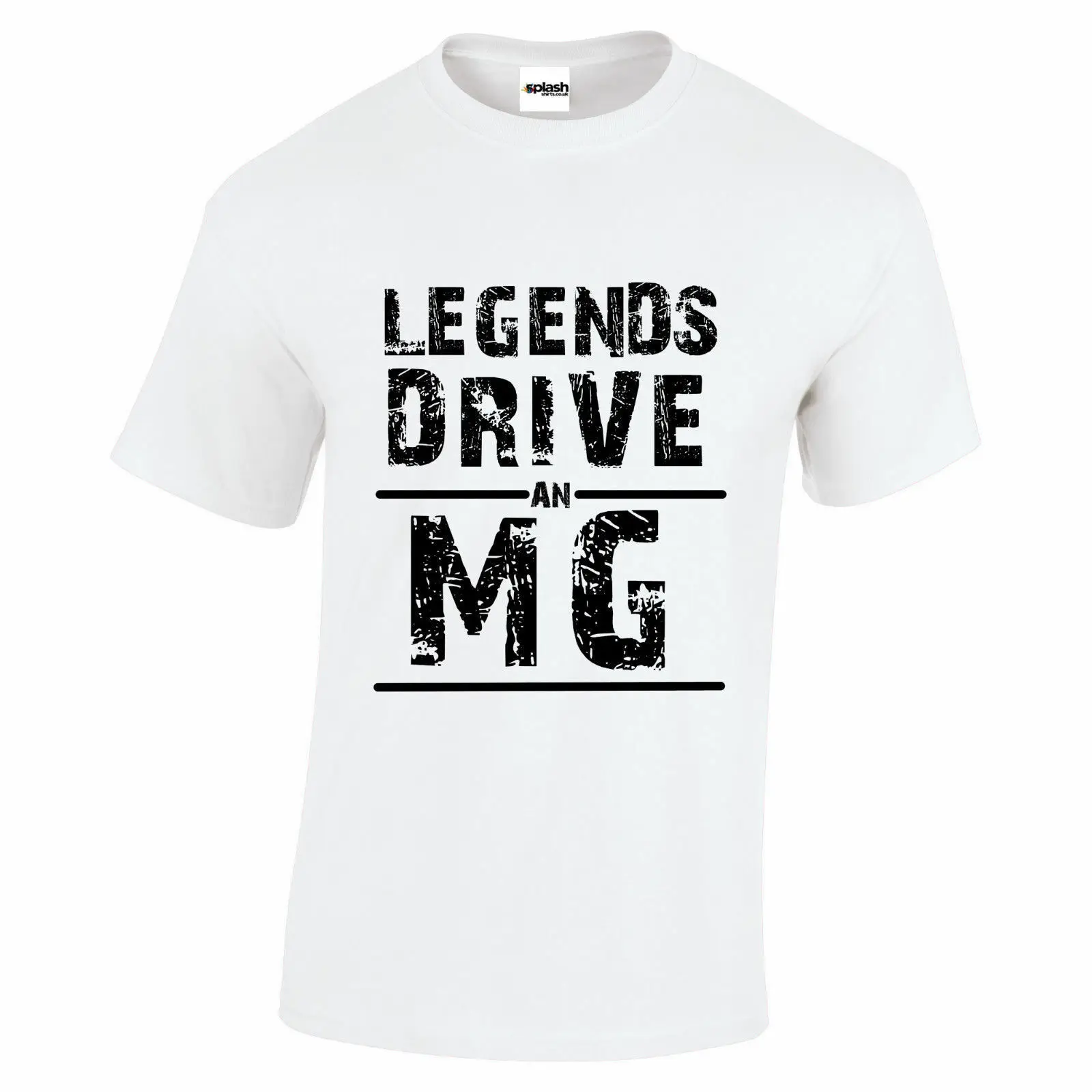 MG MGB Legends Drive an белая футболка черный потертый текст|Мужские футболки| |