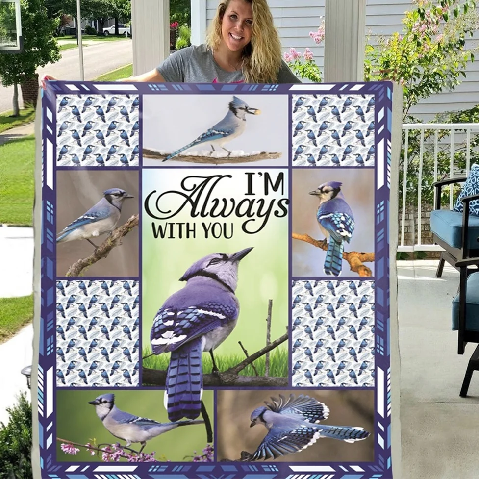 

Мягкое плюшевое Флисовое одеяло Blue Jay Birds I'm Always With You