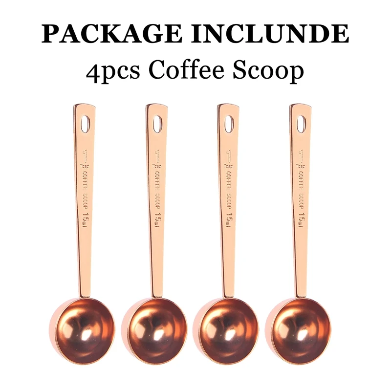 

Hot-4 Pcs Coffee Scoop Stainless Steel Coffee Measuring Spoon Tea Scoop 1 Table Spoon for Coffee Tea Flour Sugar,Rose Gold