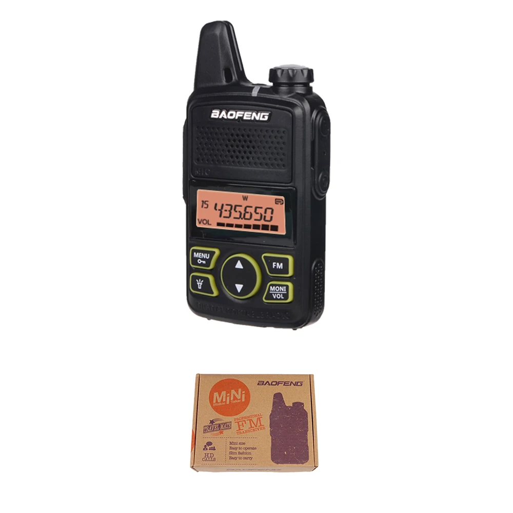 1pc With Box 1 шт. мини Baofeng Walkie Talkie 10 км BF-T1 UHF 400-470MHz lcd Портативное двухстороннее радио детская игрушка беспроводной домофон FM Ham радио - Цвет: 1pc With Box