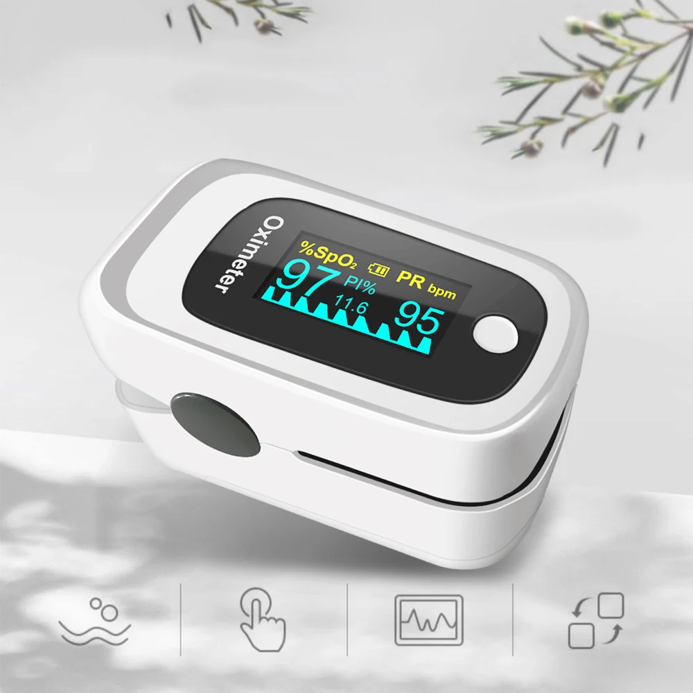 White OLED Finger Pulse Oximeter 4 Parameter SPO2 PR PI ODI 8 Hour Sleep Monitoring Curve Heart Rate Monitor |