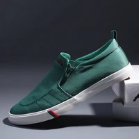 2021 men vulcanize shoes canvas fashion zipper solid shoes rubber flat sneakers breathable deodorant casual driving man shoes