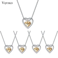 custom jewelry girls double heart pendant necklace stainless steel personality love charm necklaces for women party accessories