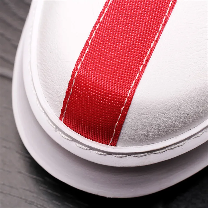 

High Quality 2021 Men's Leather Casual Shoes Thick Bottom Shoes Men Sneakers Hip-hop Street Dance Star Black White Flat Shoes