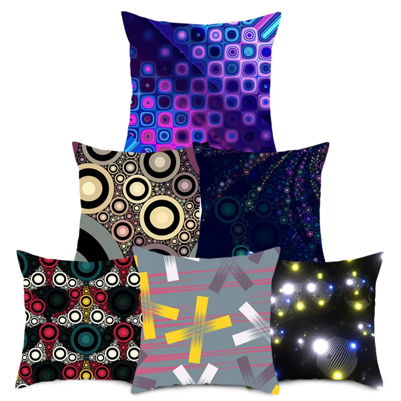 

Fuwatacchi Geometric Style Cushion Cover Colourful Pattern Pillow Covers for Home Sofa and Car Decor Throw Pillowcases 45X45cm