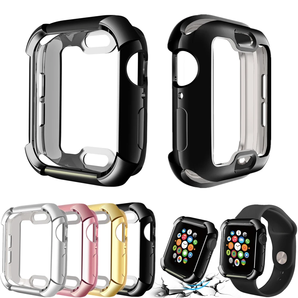 Мягкий чехол из ТПУ с покрытием для Apple Watch 40 мм 44 серия 4 силиконовый бампер iWatch 5