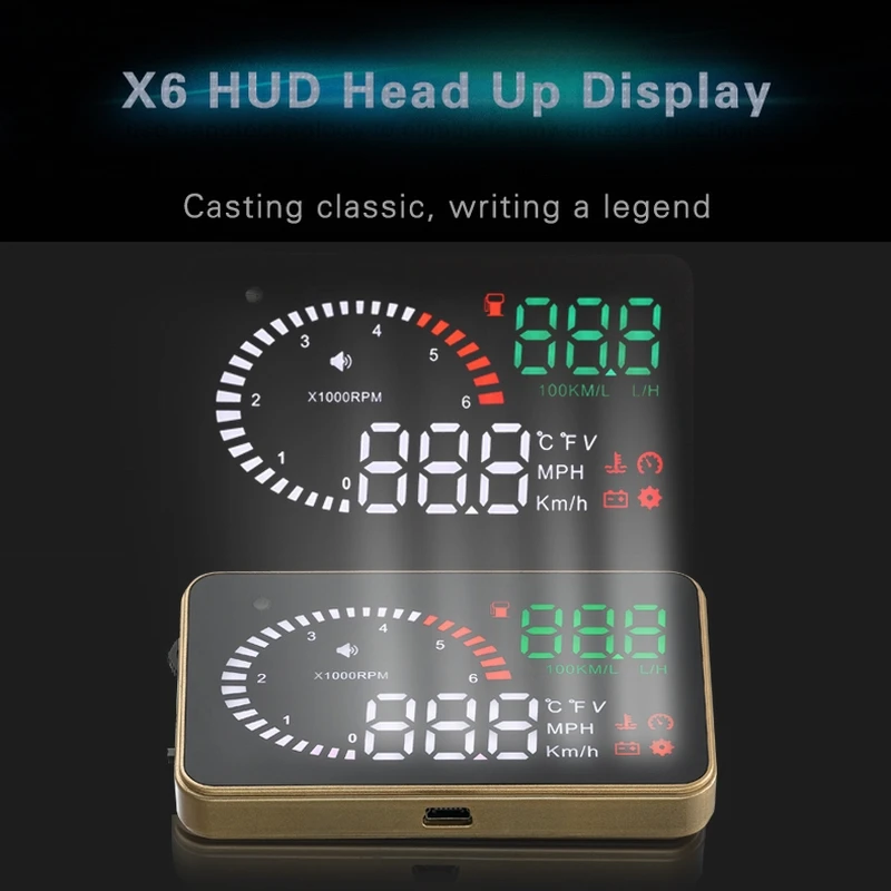 Тахометр X6 HUD OBD2 с несколькими дисплеями спидометр расход топлива время вождения