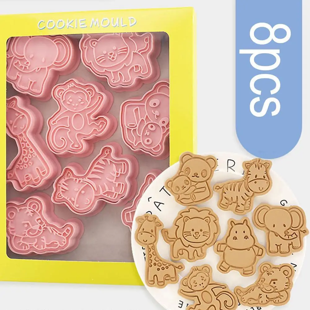 

8Pcs/Set Animal Dinosaur Biscuit Mold Giraffe Koala Hippo Shape Cookie Cutter Stamp Fondant Cake Decoraiton Tools Suagrcraft