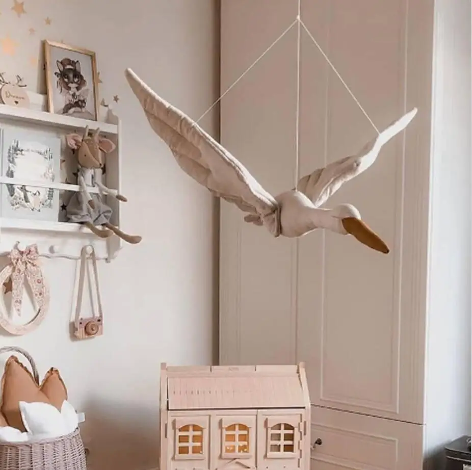 

Kids Room Decor Plush Animal Head Swan Wall Home Decoration Baby Stuffed Toys Girls Home Bedroom Accessories Girl Child Gift