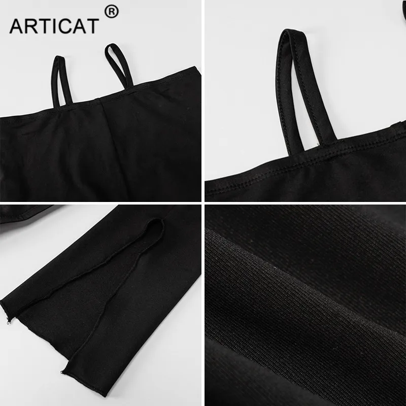 

Articat Sexy Women's Set Skinny Halter Top And Shorts Tracksuit Female Hollow Out Off-Shoulder Two Piece Set Jumpsuit For Women