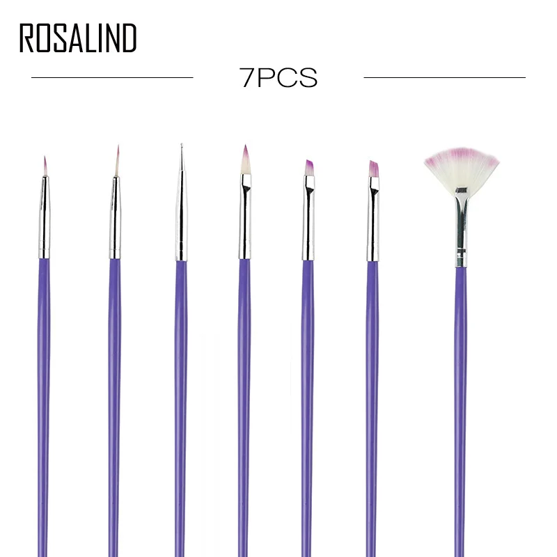 ROSALIND 7 Pcs/Set Nail Brushes for Manicure Design Tool Set 3D Gel Acrylic Brushes Liner Pen Nail Art Brush For Nails Design