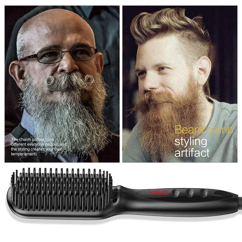 

Men Electric Beard Straightener Professional Quick Styling Hair Comb Brush MH88
