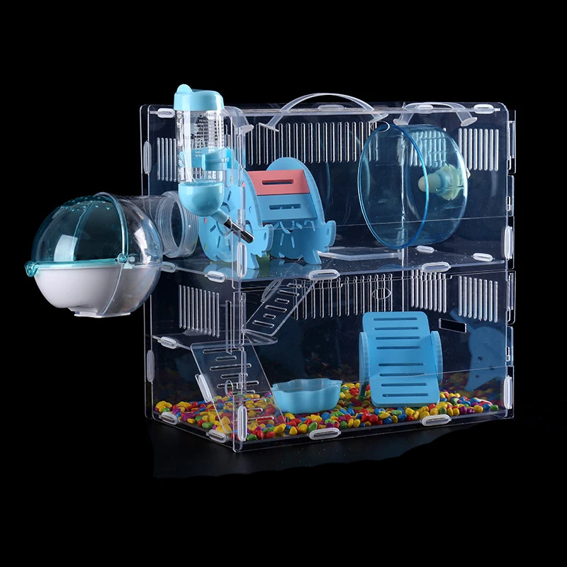 Клетка для хомяка прозрачная акриловая большая вилла маленькая двухслойная