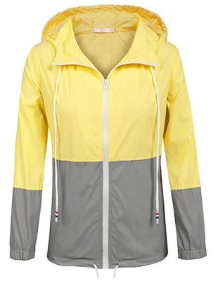 

Summer Autumn Womens Fashion Outerwear Windbreaker Woman Waterproof Rain Thin Jacket Zipper Hooded Casual Sporting Coat Big Size