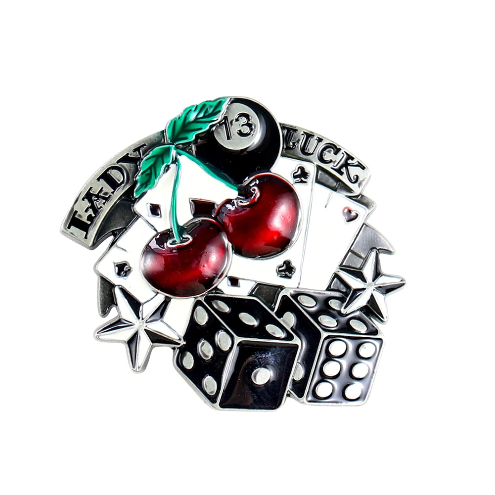 Модная пряжка для ремня мужчин и женщин кости вишни покер в стиле панк Западном