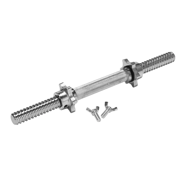 

Top!-38Cm Threaded Dumbbells Bars Adjustable Dumbbell Bar Handles Weight Lifting Equipment for Workout Training Gym Silver