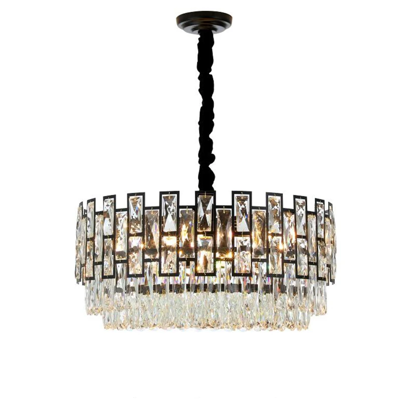 Jmmxiuz Минималистичная Хрустальная черная люстра круглый светодиодный светильник