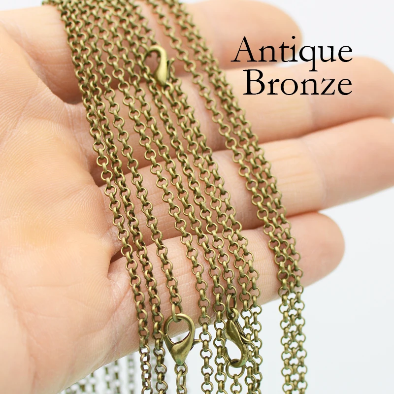 50 шт.-18 24 30 дюймов антикварные медные ожерелья Rolo ожерелье цепь золотые