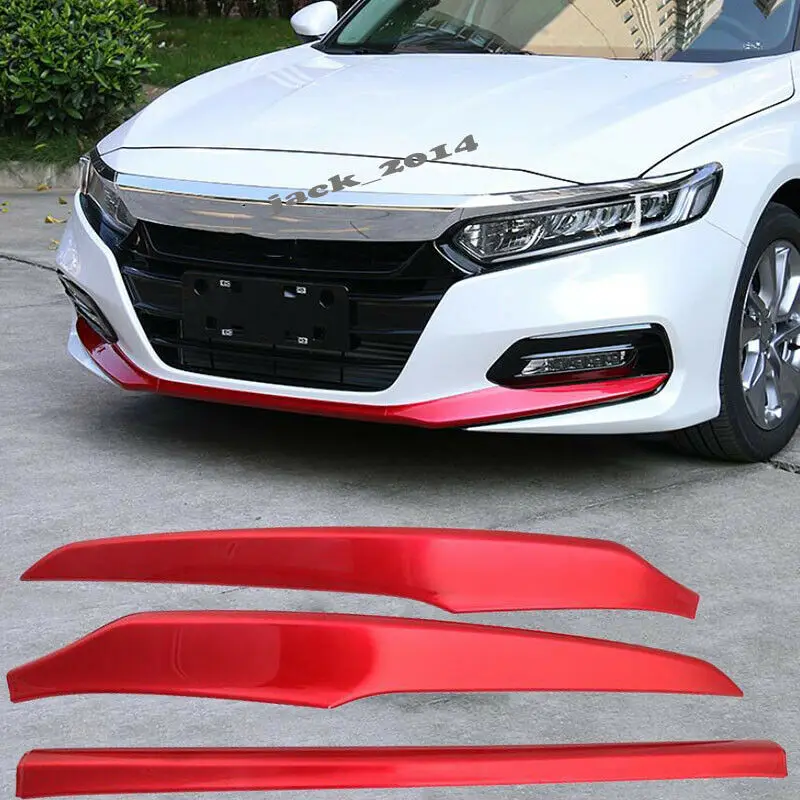 

ABS red Front Bumper Lip Protect Cover Trim 3pcs/set for Honda Accord 2018 10th