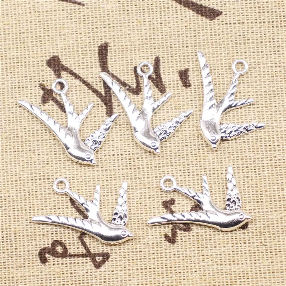 

Supplies For Jewelry Making 5pcs 26x25mm Antique Silver Color Swallow Bird Charms