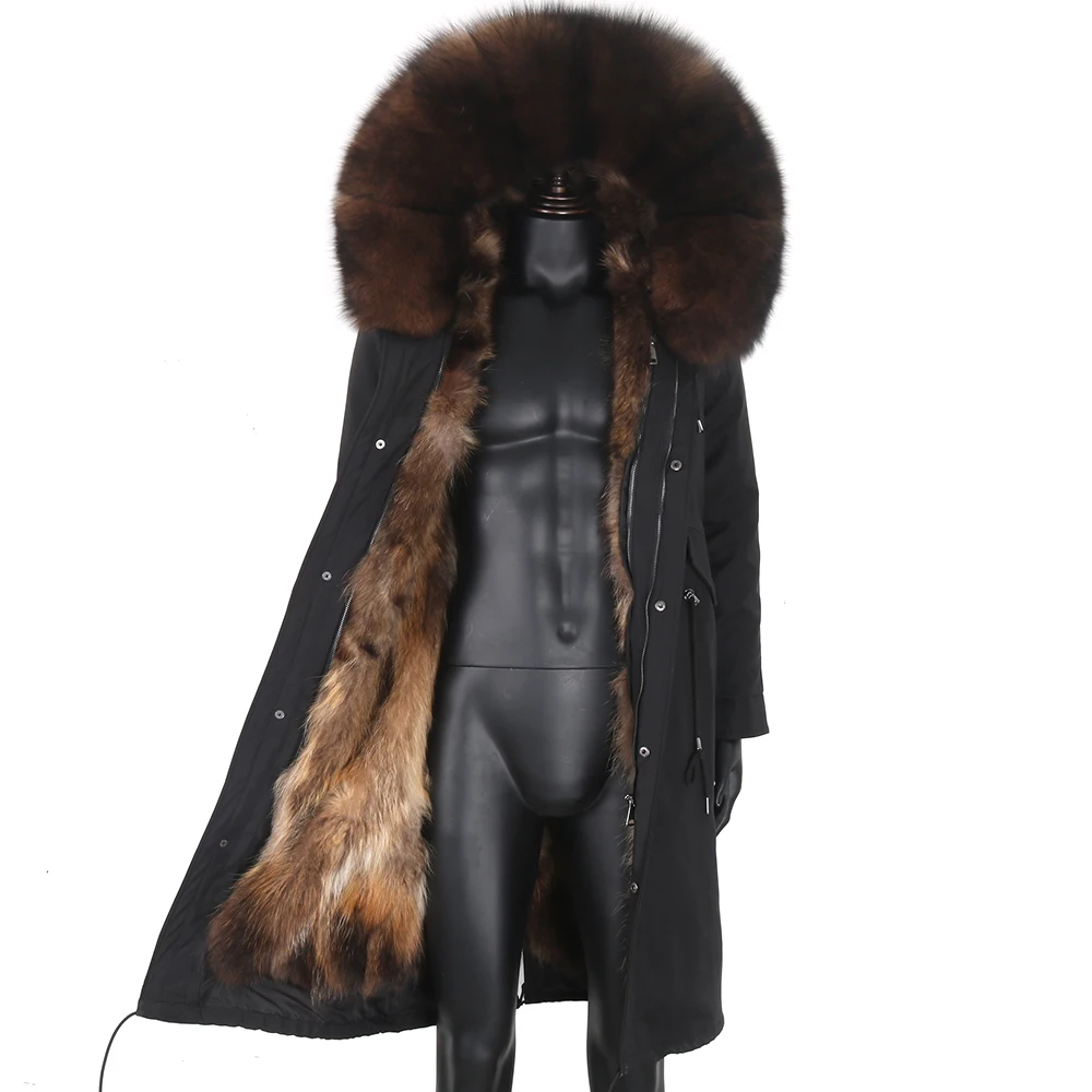 

7XL Man Waterproof x- Long Jacket Winter Men Parkas Raccoon Fur Collar Real Fox Fur Coat Fox Fur Lined High Street Men Jacket