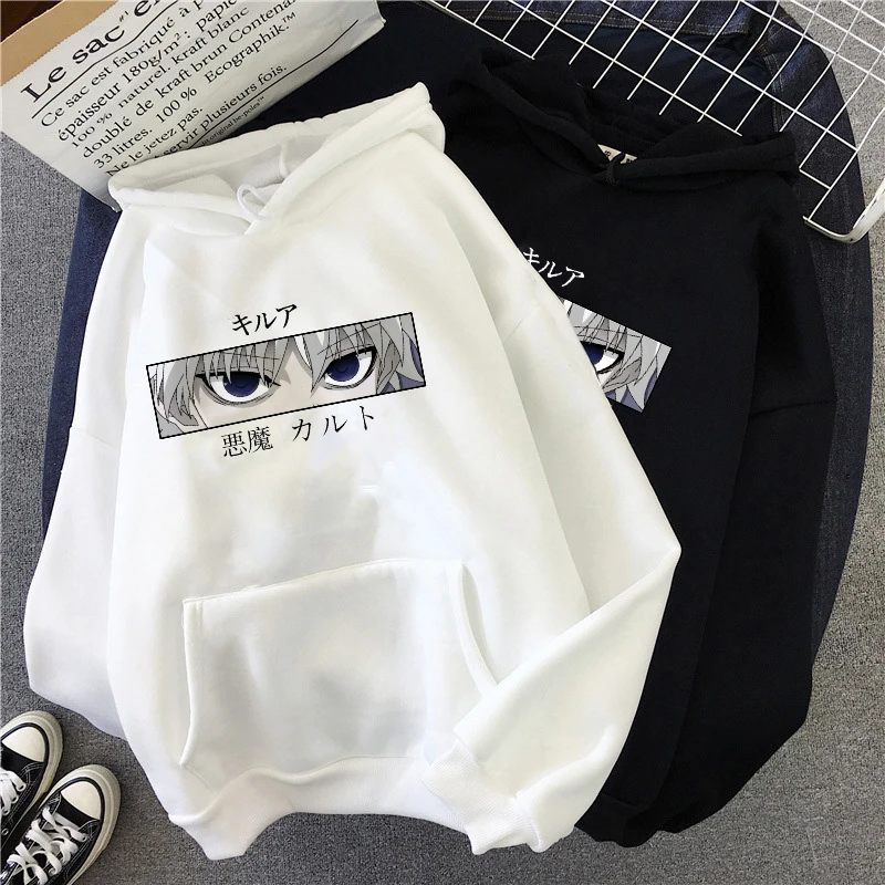 

Women Hoodies Hunter X Hunter Women Pullovers Hoodies Sweatshirts Killua Zoldyck Devil Eye Print Anime Hoody Streetwear Tops