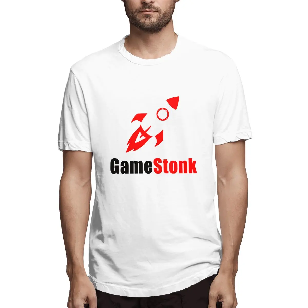 

Gamestonk Gamestop To The Moon Rocket Wallstreetbets Men Funny Tee Shirt Short Sleeve Crewneck T-Shirt Cotton Printed Clothes