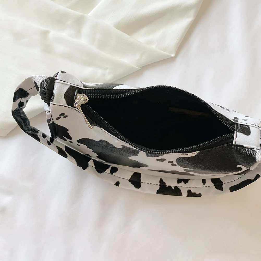 

Fashion Cow Dot Printed Handbag PU Leather Portable Women Small Casual Underarm Shoulder Bags Female Street Travel Totes