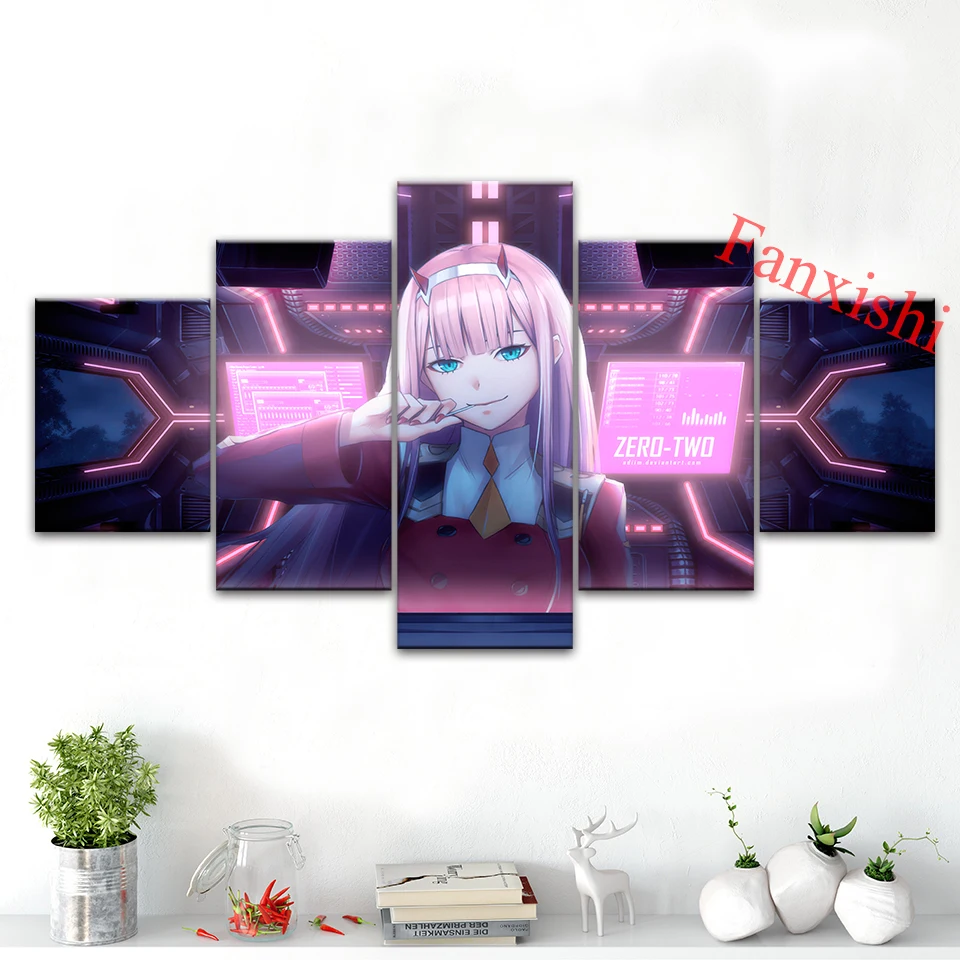 

Darling In The Franxx Fans Art Anime Poster 5 Pieces Wall Art Print Canvas Modular Pictures Home Living Room Decor Painting Gift